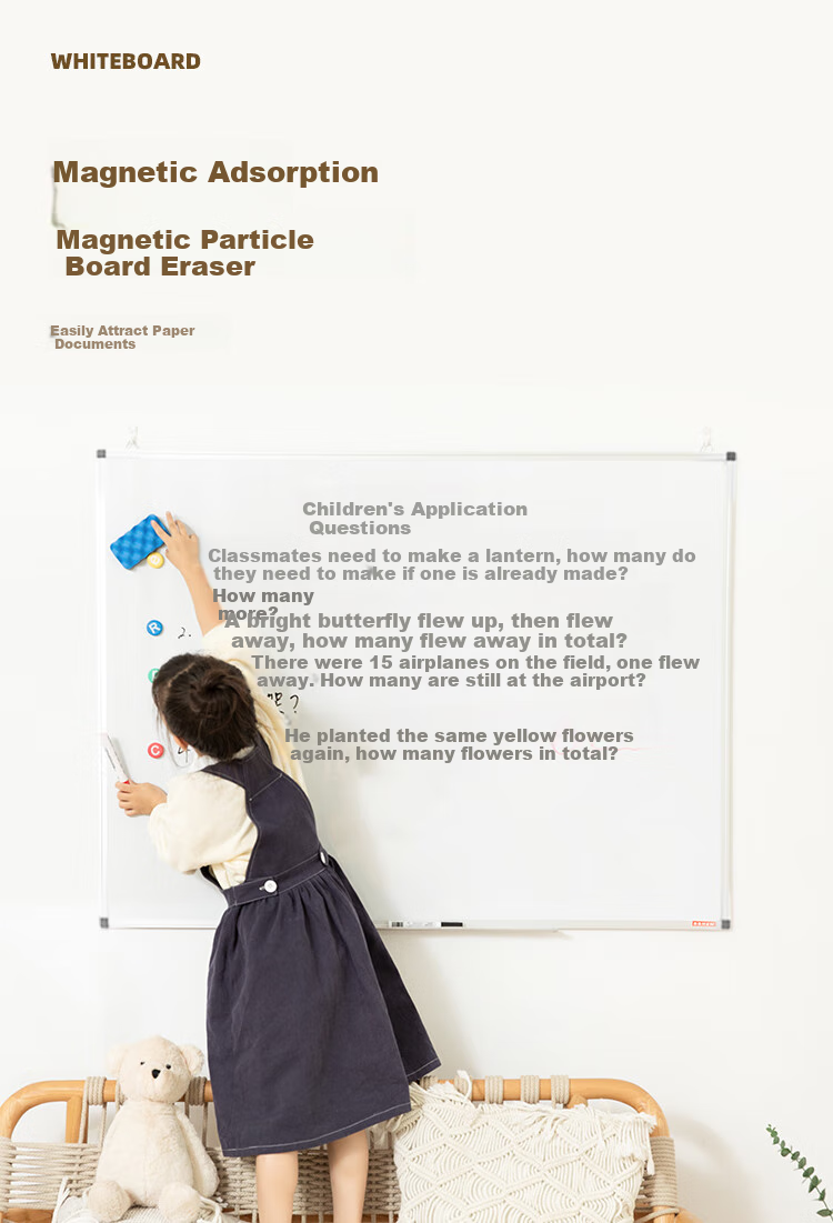 Bibiniu 100*150cm Wall-Mounted Whiteboard, Single-Sided Magnetic Conference Large Whiteboard Blackboard Office Training Writing Board BBND100150 5