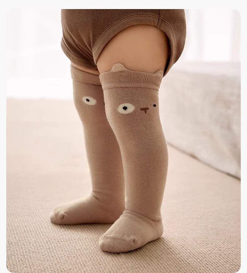Niduoxiong Children's Socks, Baby Long Socks for Spring, Autumn And Winter, Newborn Over-Knee Socks, Breathable Cotton Socks, 3 Pairs Per Pack 4