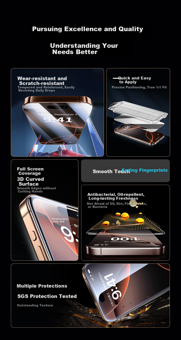 KOOLIFE [Kangning Dust-Free Warehouse Two Pieces] Tempered Glass Screen Protector for IPhone 16 Pro Max, Apple 16 Pro Max Protective Film, Ultra-Thin HD Anti-Drop Fingerprint-Resistant Quick Installatio 3