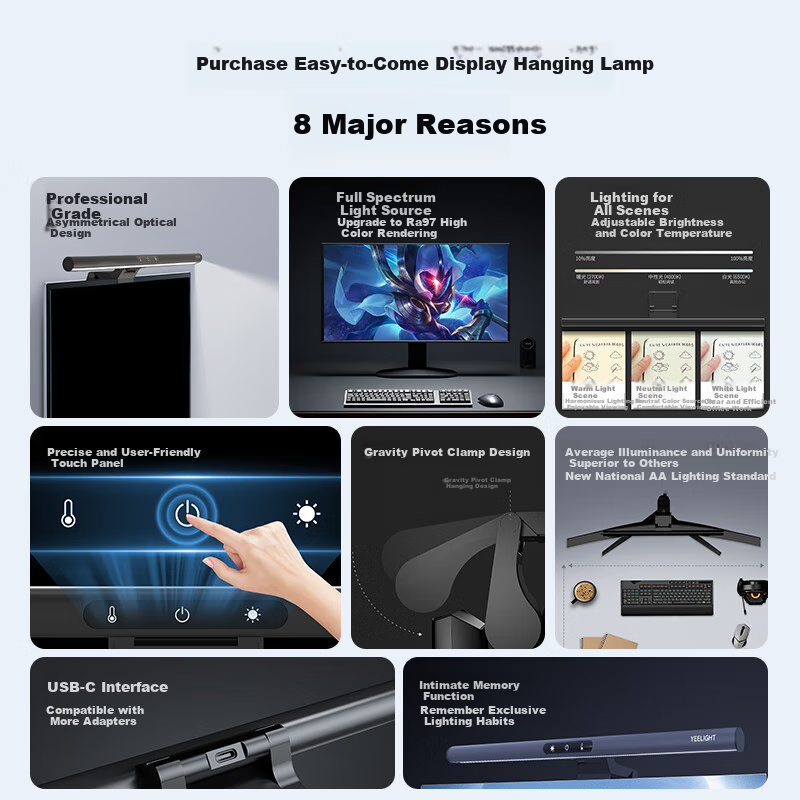 Yeelight New Product Home Office Study LED Eye Protection Gaming Computer Monitor Screen Hanging Lamp Desk Lamp Tube