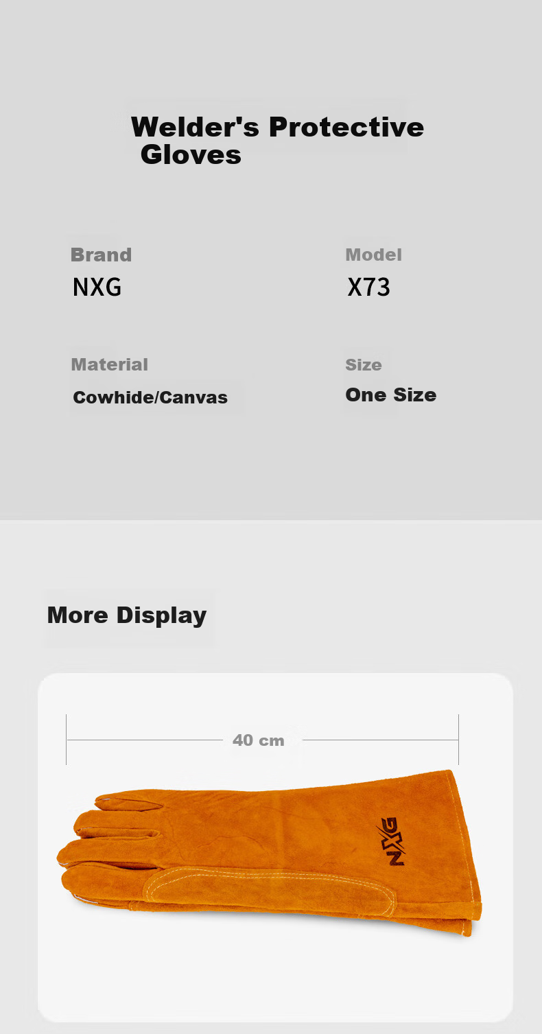 NXG Leather Welding Gloves, Thickened And Extended, Wear-Resistant, Heat-Resistant, Full Leather, Electric Welding Insulation, Anti-Scalding, Anti-Electrical Arc Spark, Welding Protective Gloves, X73 7