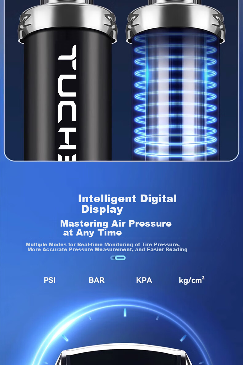 Ousen High-Pressure Foot Pump, Digital Display Car Tire Inflator for Sedans, Motorcycles, Electric Bikes, And Scooters 3