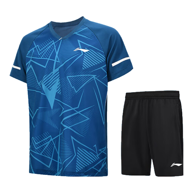 LI-NING Unisex Badminton Short Sleeve Competition Set Two-Piece Club Series Sports Teamwear