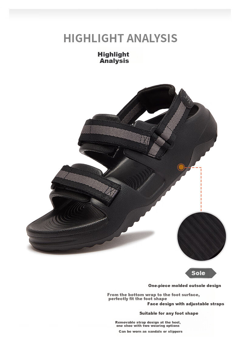 361° Men's Sports Sandals, Summer New Style, Outdoor Beach Casual Shock-Absorbing Soft-Soled Water Shoes, 672526711-5 24