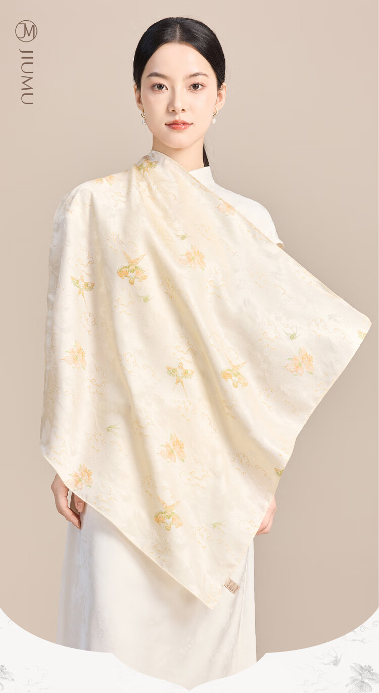 JIUMU 100% Mulberry Silk Scarf Square Shawl for Women Mother's Day Gift Birthday Present Gift Box Set 1
