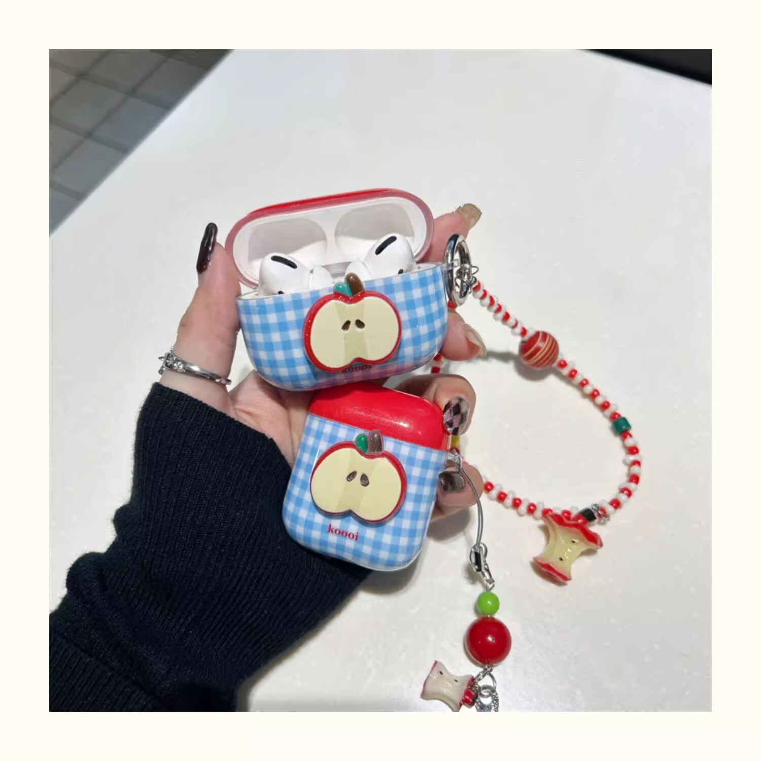 Beiyipin Ins Blue Plaid 3D APPLE Case for AirPods Pro 1st, 2nd, And 3rd Generation Bluetooth Earphones, Protective Cover 3