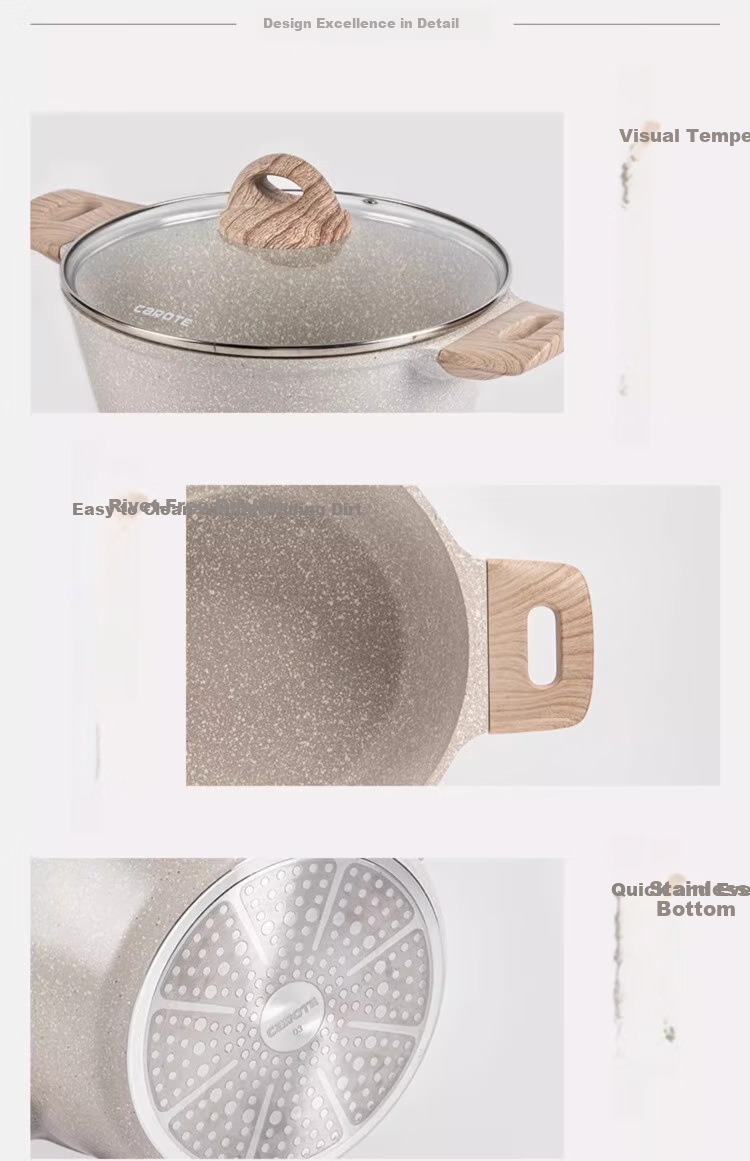 CaROTE Maifanshi Non-Stick Titanium Pot, Stew Pot for Home Use, Milk Pot, Suitable for Induction And Gas Cooktops, for Frying, Stir-Frying, Steaming, Cooking Porridge And Noodles, 24cm 10
