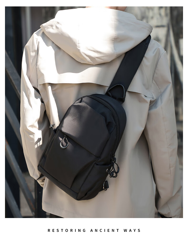Viney Men's Bag, Fashionable Crossbody Bag, Korean-Style Versatile Shoulder Bag, Simple Oxford Cloth Travel Backpack, Trendy Sports Brand 1