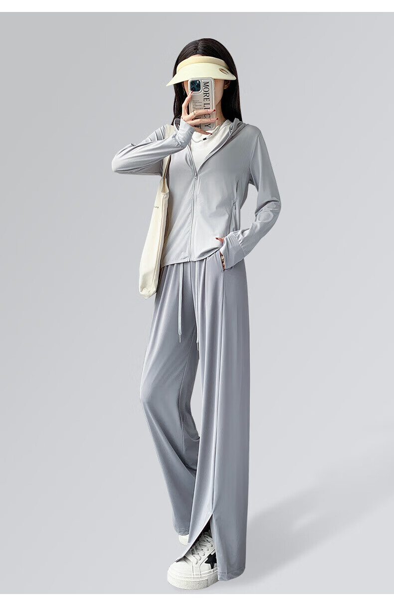 Langsha Women's Ice Silk Wide-Leg Sun Protection Pants Straight Quick-Dry Casual Breathable Sports Slimming Anti-Mosquito Long Pants 19
