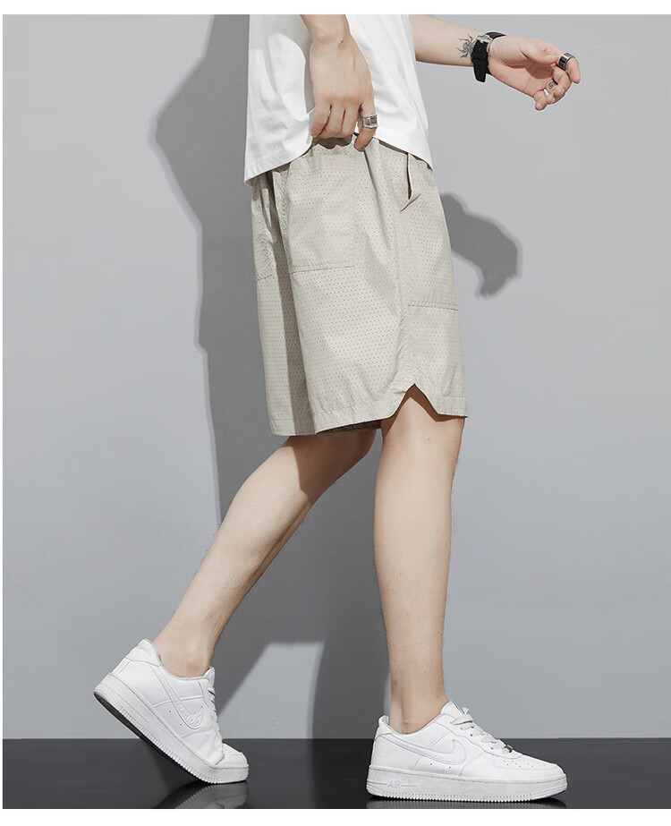 JEEP SPIRIT Men's Shorts, Ice Silk Quick-Dry Sports Summer Casual Pants, Loose-Fitting Knee-Length Shorts, Thin Mid-Length Trousers for Outdoor Wear 15