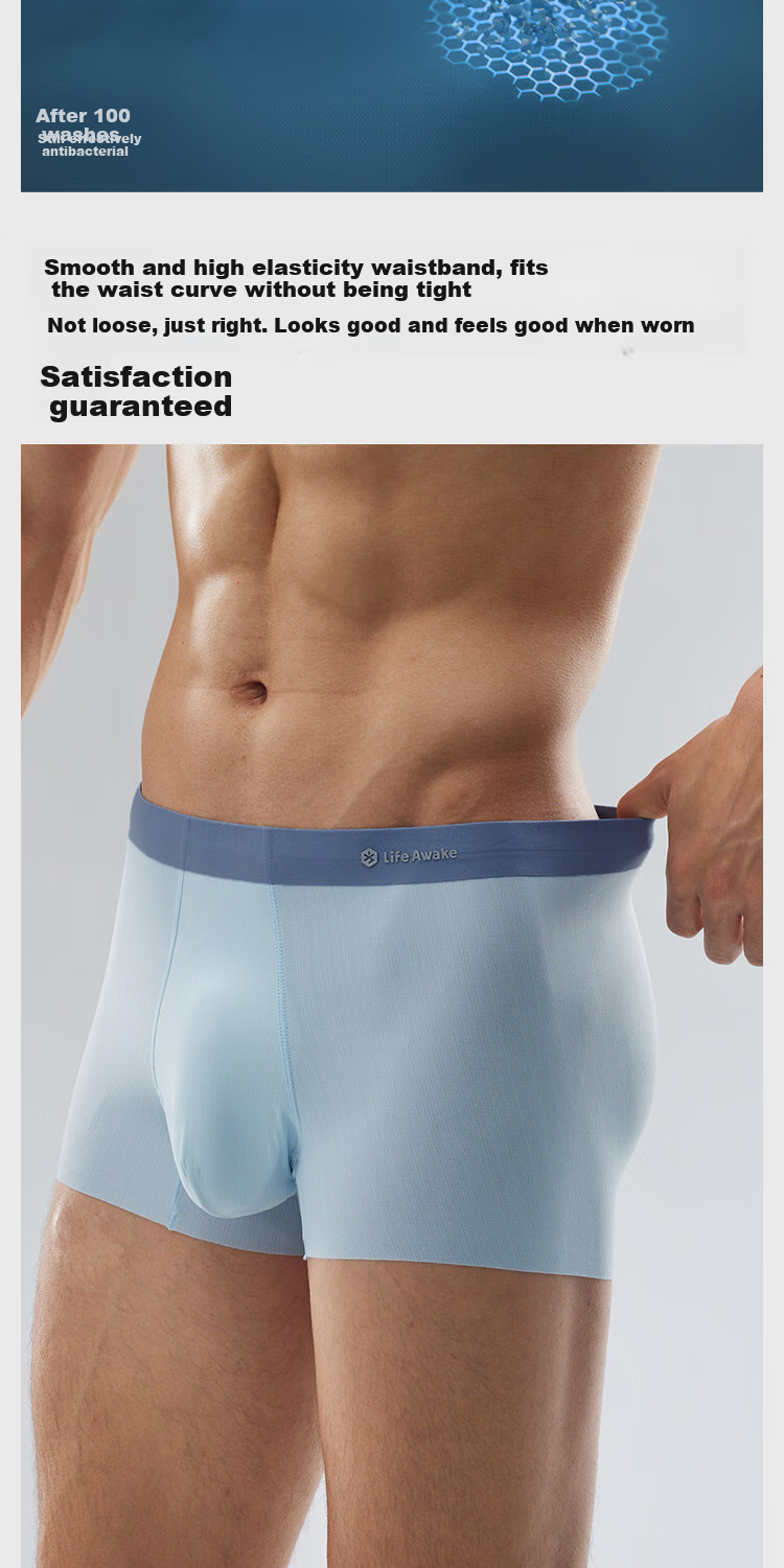 HLA [Zuihuxi] Men's Underwear, Ice Silk Mesh, Moisture-Wicking, Antibacterial, Odor-Eliminating, Cool-Feeling Boxer Briefs And Shorts, 3 Pieces 6