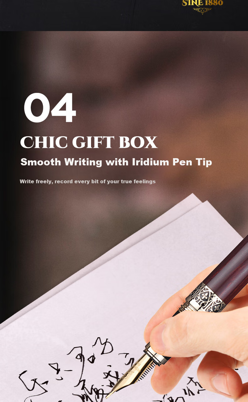 MONTAGUT [Mid-Autumn Festival Gift] High-End Fountain Pen Gift Box, Leather Zipper Pen Case, Spiral Pen Cap, Vintage Set, Zun Chong Series, Kitanmu Series, 0.5mm 5