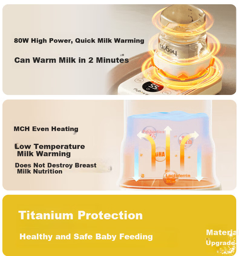 Feibi Pocket Pure Titanium Wireless Portable Milk Warmer, Baby On-The Hot Water Milk Warmer, Wireless Milk Warmer, Breast Milk Warming Device 5