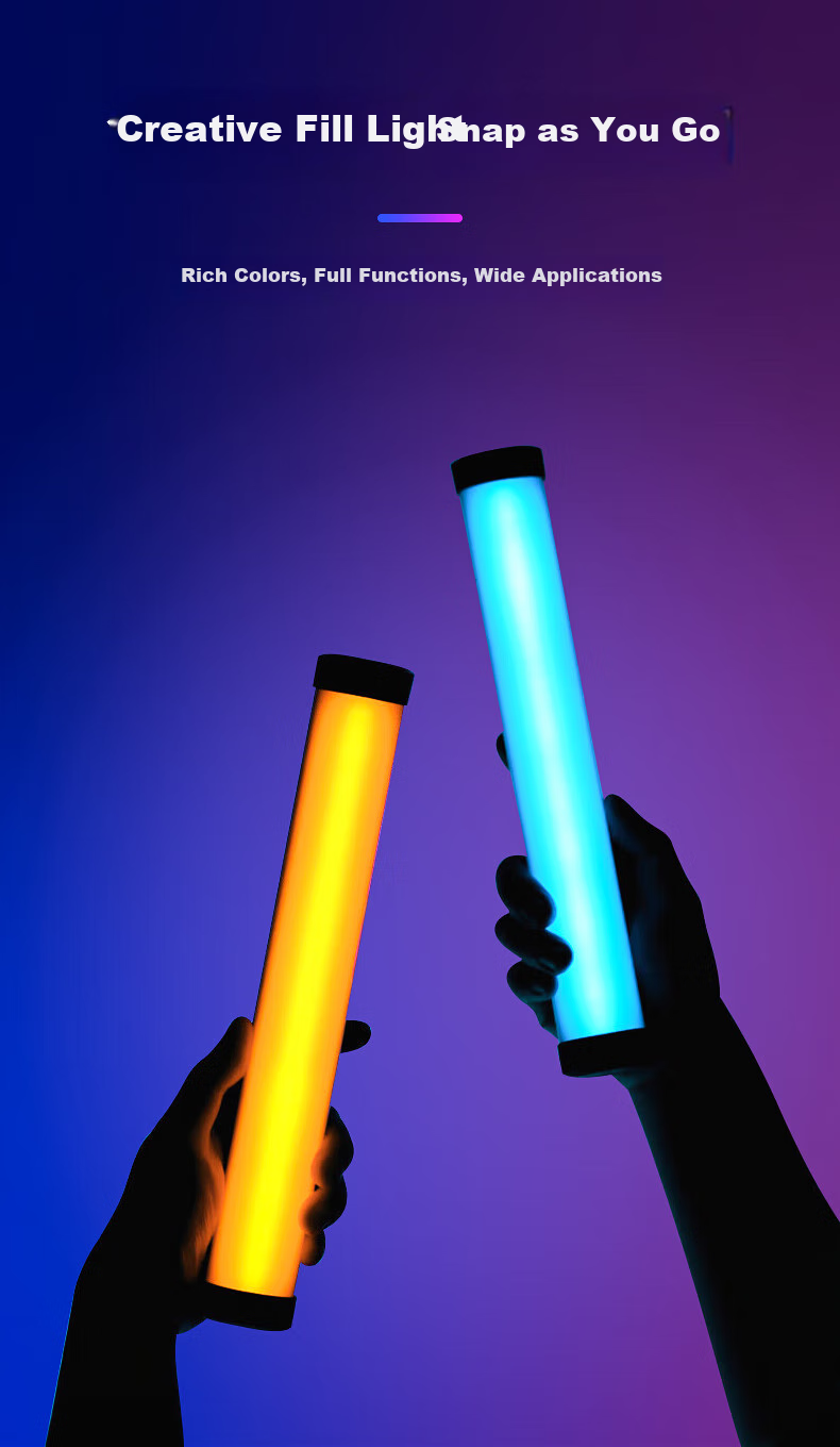 Jimantu Magnetic Rechargeable LED Handheld Light Stick for Outdoor Portable Video Shooting, Night Scene Portrait Photography, Beauty Enhancement, Live Streaming Atmosphere Soft Light 3