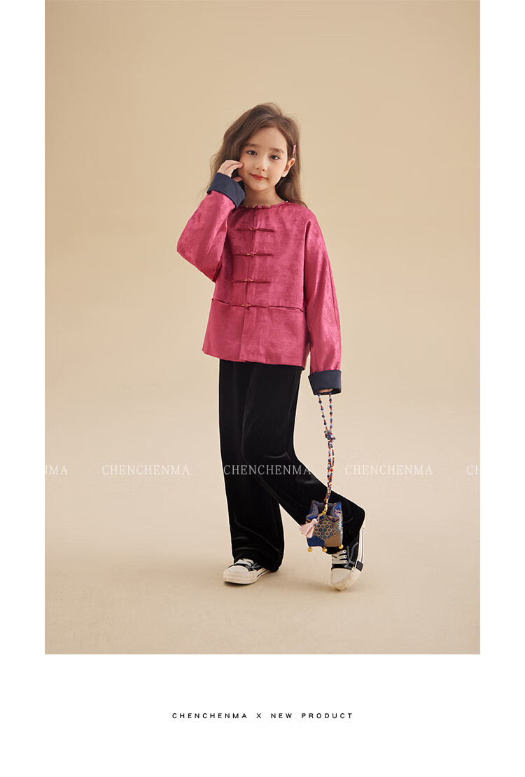 Chenchen Mom Girls' Casual Long Pants Spring and Autumn Double Version Fleece-Lined Draped Wide-Leg Slimming Velvet Pants Parent-Child 22
