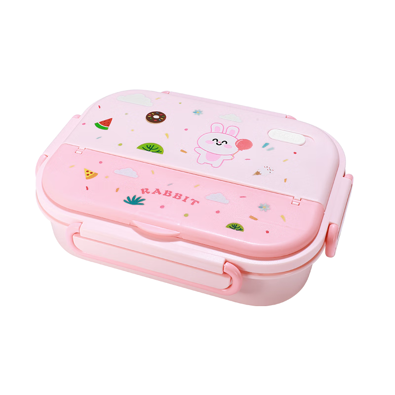 MAXCOOK 316 Stainless Steel Lunch Box, Microwave-Safe 5-Compartment Insulated Student Lunch Box with Utensils And Bag, Pink MCFT4092
