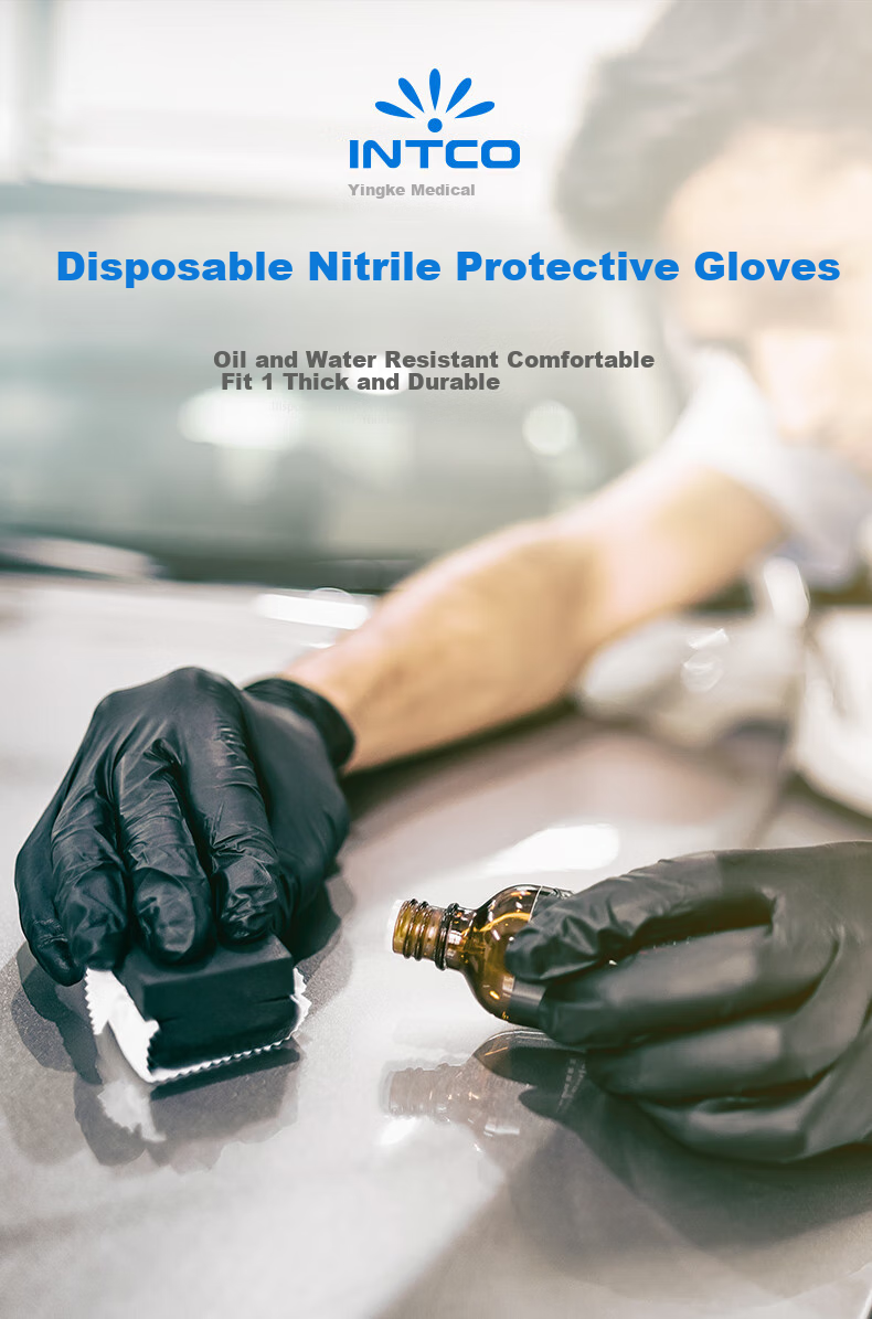 INTCO Disposable Nitrile Gloves, Thickened Durable Work Gloves, 100 Pieces/box, Size M 1
