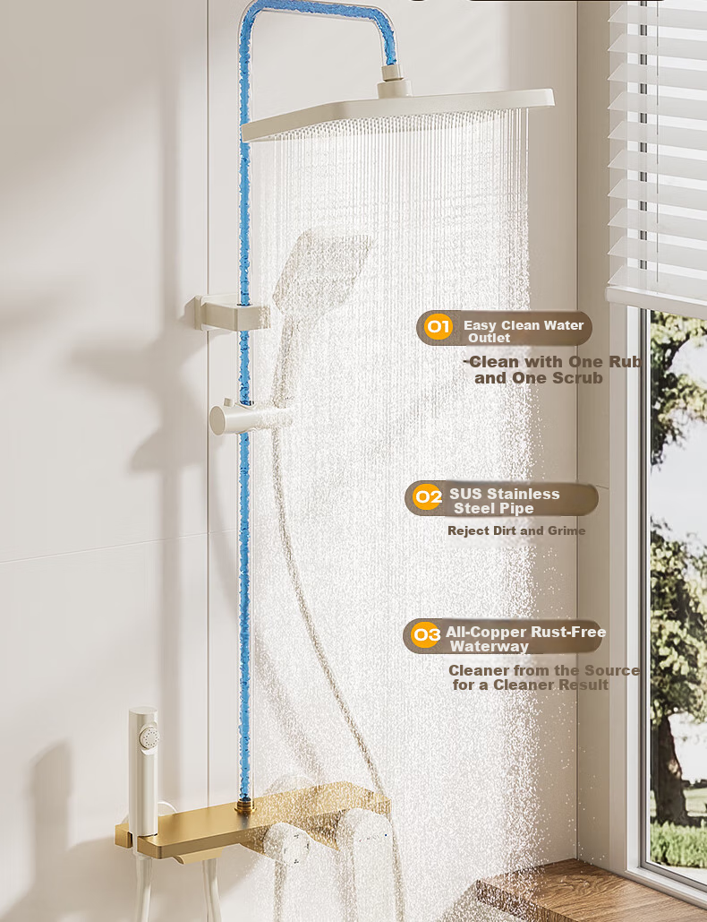 HUIDA Shower Head Set, Large Screen High-Pressure Brass Body, Home Bathroom Shower Head Complete Set TS105S 23