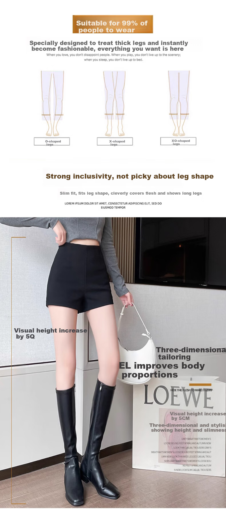 LangSha Women's Suit Shorts, 2025 Autumn Thin Style, Slim Fit, Black, Korean Version, Versatile, High-Waisted, Elastic Leggings, Hot Pants 8