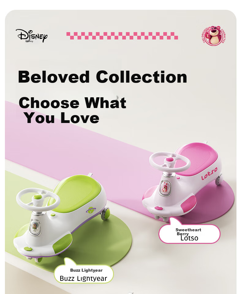 DISNEY Children's Twist Car for Ages 1-3 Anti-Rollover Baby Ride-On Car Adult-Friendly Two-Seater Birthday Gift 25