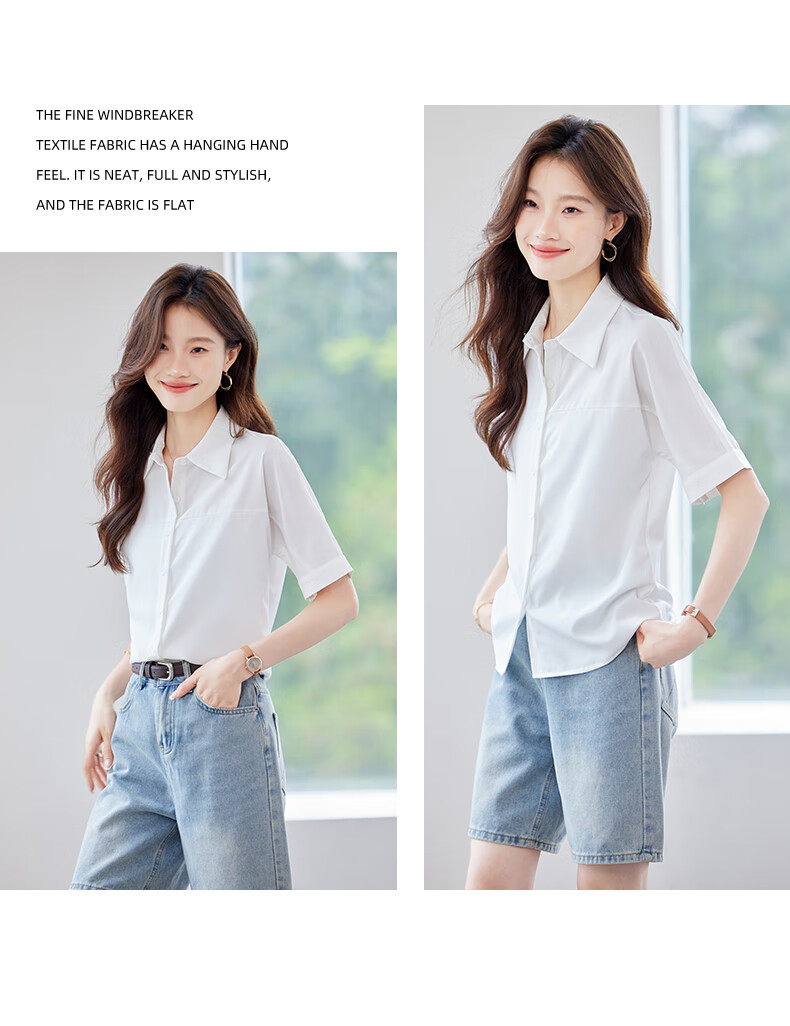 Jeanswest Women's Shirt 2026 Summer Fashion Elegant Commuter Short Sleeve Casual Versatile Top White 2XL 14
