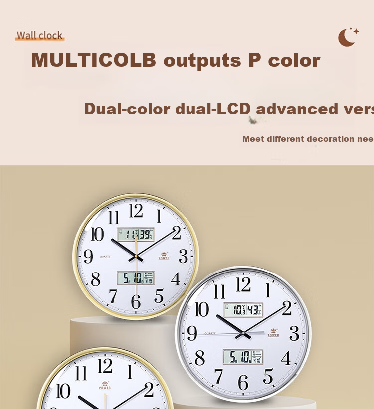POWER Bawang Wall Clock, Living Room Temperature And Humidity Display, Convex Face Clock, Creative Wall-Mounted Quartz Clock, No Drilling Required, Home Use, Diameter 36cm 4