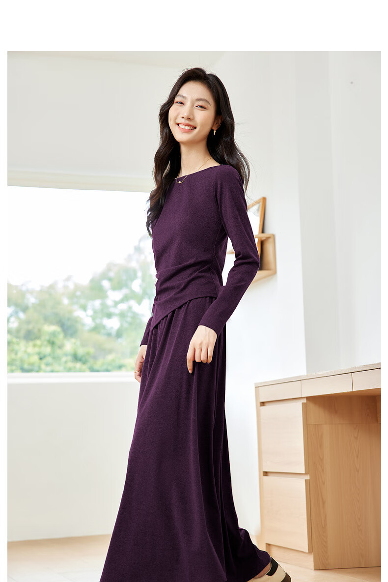 Fansiman Korean Style Premium Commuter Suit Dress for Women Autumn New Top and Skirt Set Deep Floral Gray L 17