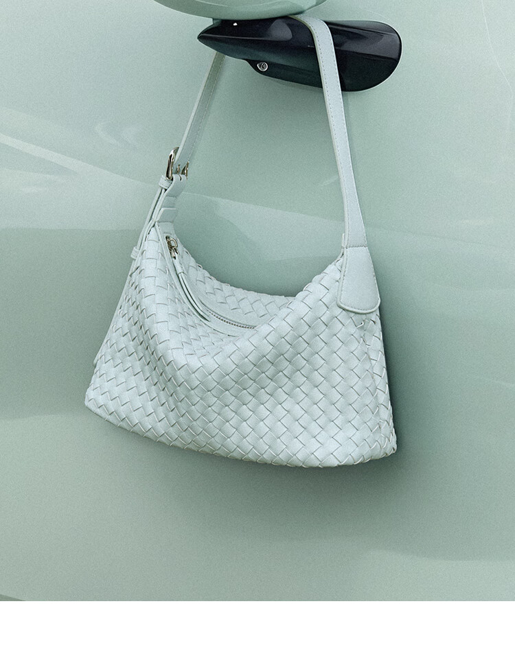 Mood Lambskin Woven Bag, Blue Underarm Beach Bag, Hobo Commuter Large Capacity Shoulder Crossbody Dumpling Bag, Birthday Gift 21