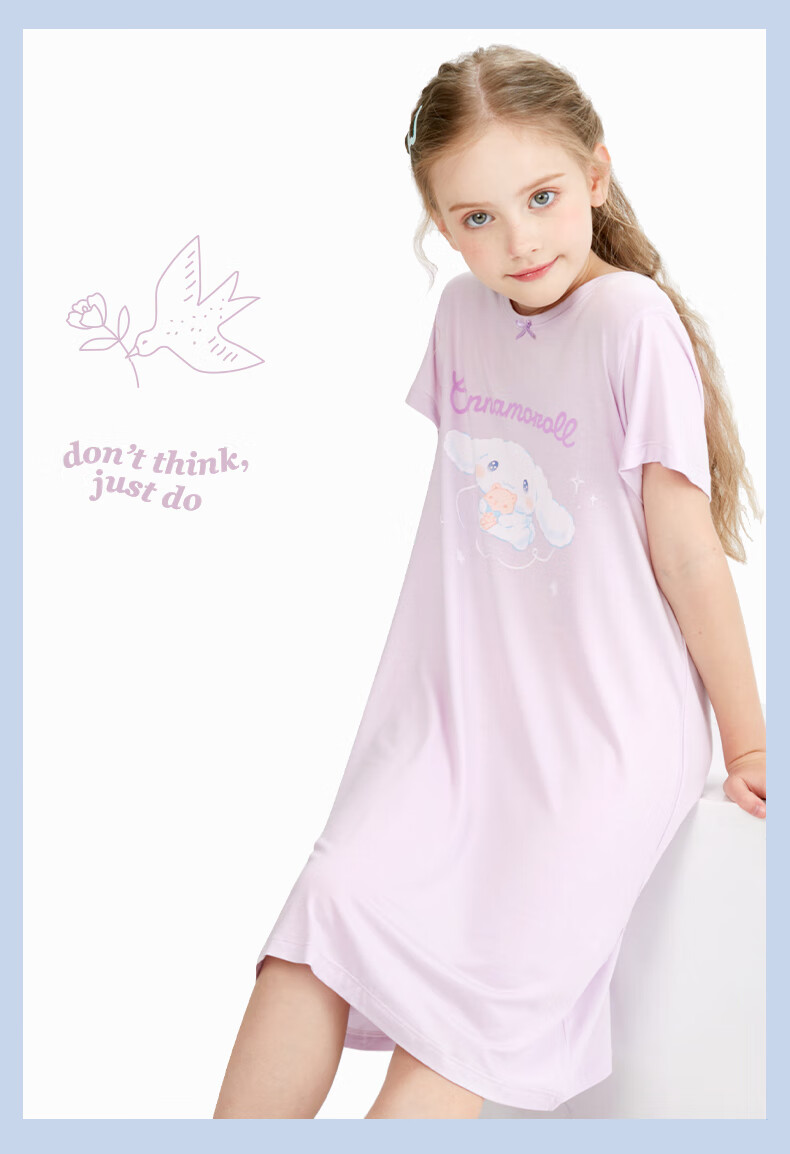 Hello Kitty Girls' Nightgown, Children's Modal Sleepwear, Summer Thin, Girls' Dress, Baby Home Wear, 0102 Pink, 160cm 4