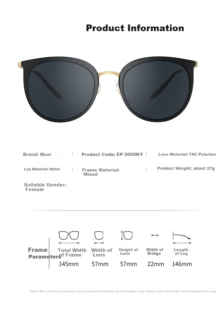 EYEPLAY Women's Sunglasses, Lightweight Fashionable Retro Sunglasses for Driving, EP-3059KY 4