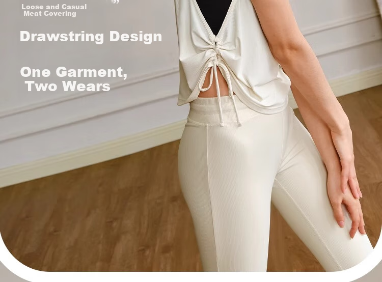 Gigt Drawstring Sports Tank Top, Tummy Control, Stylish, Loose-Fitting, Breathable, Sleeveless Fitness Wear, Yoga Top 17