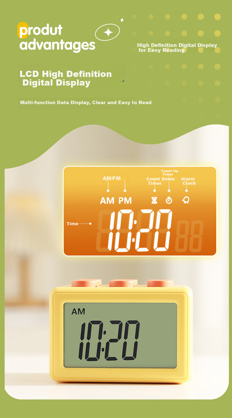 Compas Electronic Timer for Students' Exam Time Management, Kitchen Timing Electronic Alarm Clock 6003 Orange Back-To Seaso 5