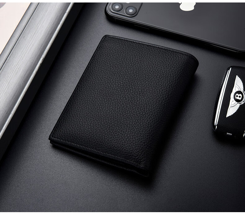 Pierre Cardin Men's Wallet, Genuine Leather, Short Bifold Billfold, Card Holder Gift Box (Black Horizontal Style) 2