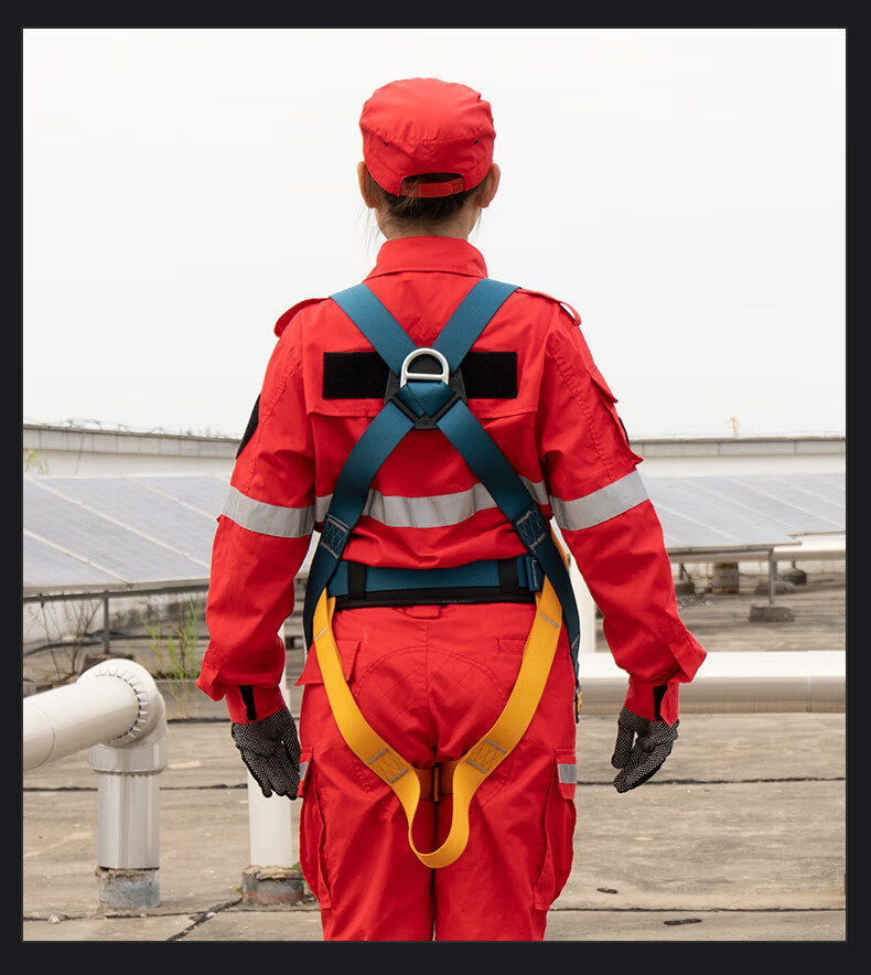 SHANDUAO Full Body 5-Point Safety Harness for High-Altitude Work National Standard AD9101 Double Large Hooks 1.8m + Shock Absorber Pack (Quick-Release Version) 16