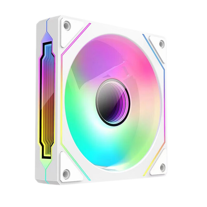 JPLAYER Ziyi Co-Branded Prism 4th Generation Pro Case Fan, 12cm White Anti-Leaf ARGB Synchronized Noise-Reducing Fan, 8-Piece Anti-Vibration Foot Pads, JPS-244