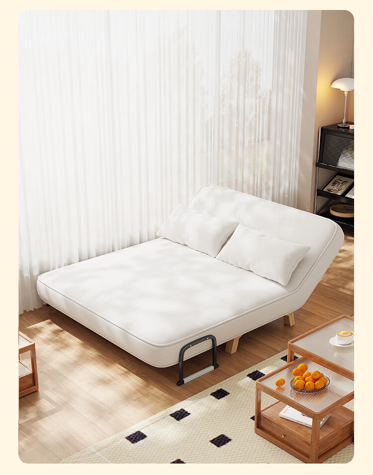 Yupin Sofa Bed Home Living Room Single Double Nap Foldable Sofa Chair Small Sofa S327 Latex Off-White 105 14