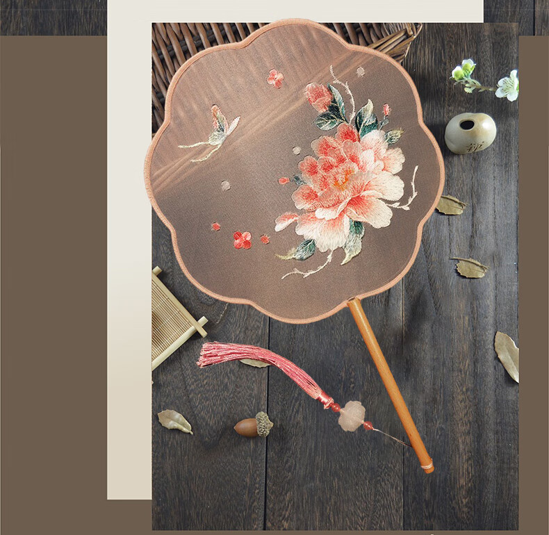 Duomeiyi Traditional Chinese Style Double-Sided Su Embroidery Fan Ancient Round Fan Birthday Gift Han Ethnic Dance Photography Fan 2