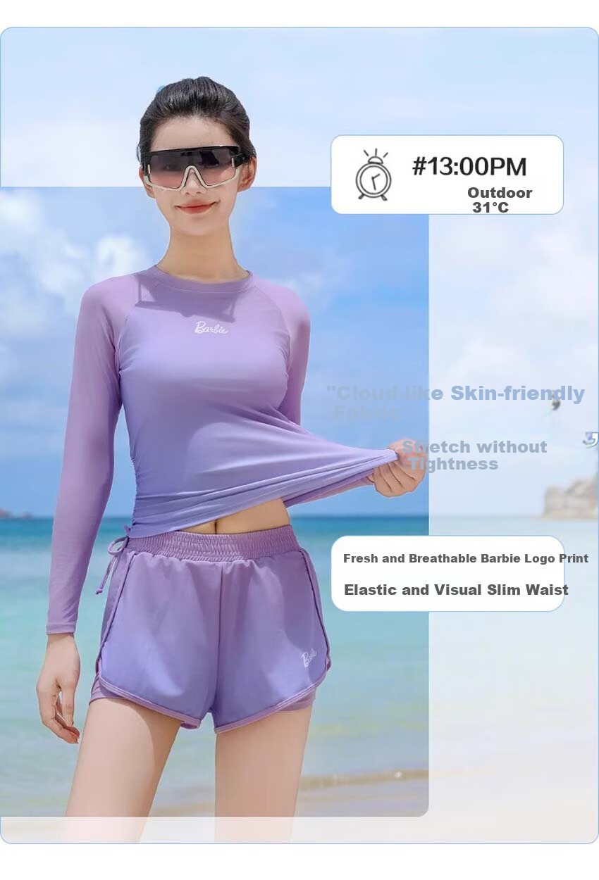 Barbie Swimsuit Set for Women, Hot Spring Outfit, Plus Size Slimming Swimwear, Elegant Conservative Two-Piece Vacation Swimwear 4