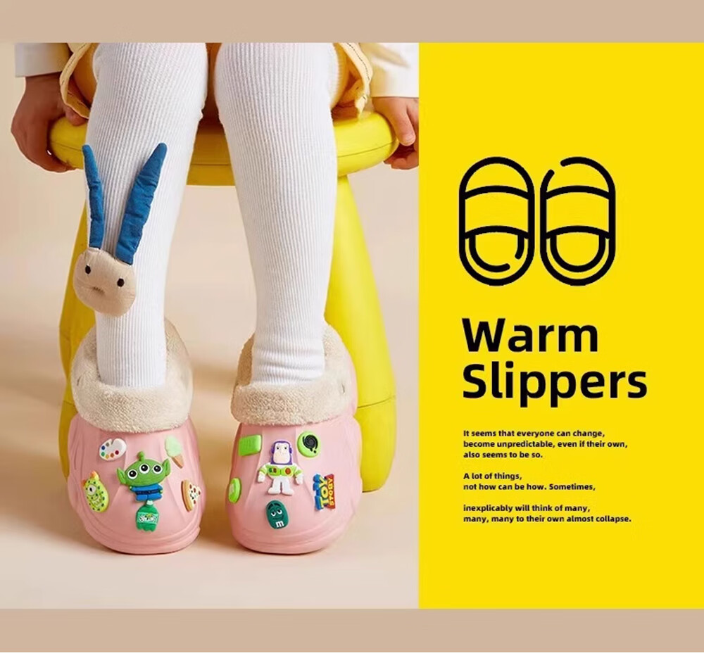 GUOLUOFEI Kids Cotton Slippers Indoor Home Autumn Winter Plush Waterproof Cotton Shoes for Boys and Girls, Brown, Size 35-36 3