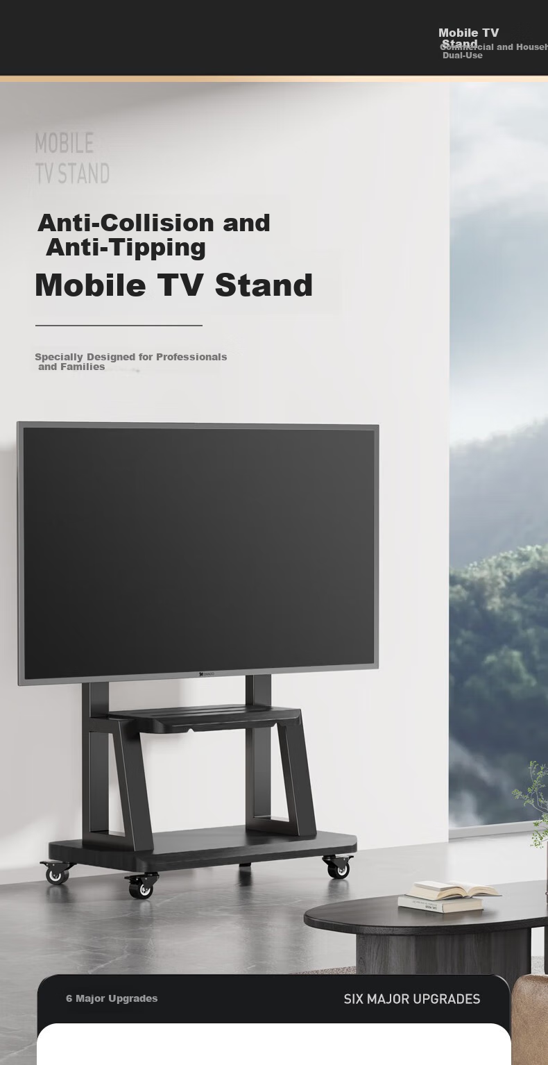 Beishi Mobile TV Stand (60-120 Inches) Universal Floor TV Mount Cart for Video Conferencing Display Screen Mobile Floor TV Stand without Upper Support 1