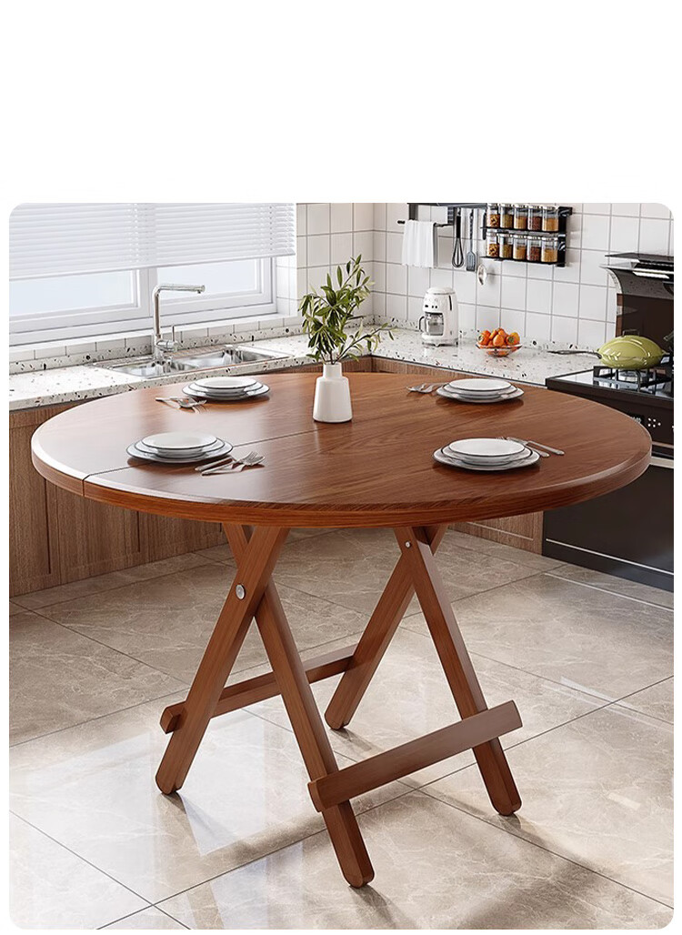 Yupin Foldable Round Dining Table, Simple Home Dining Table for Small Apartments, Outdoor Living Room Table And Chairs CJ123 Square Table Walnut 80 11
