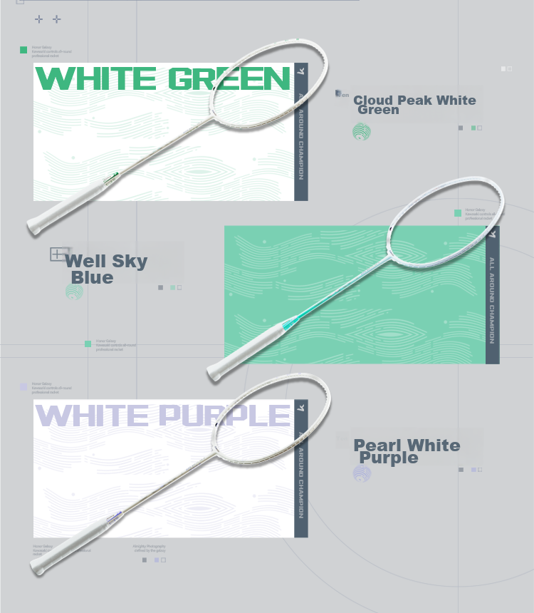 Kawasaki Badminton Racket, Full Carbon Single Racket, Ultra-Light Professional Durable Model, Glory Starry Sky Pearl White Purple (Pre-Strung) 15