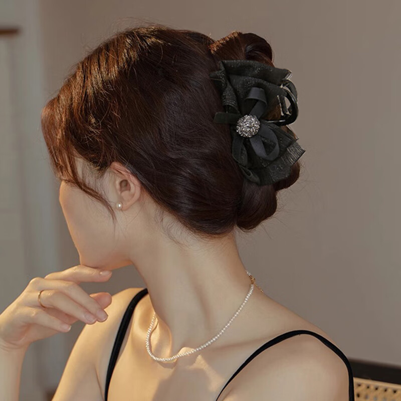 Xiangwan Layered Tulle Bow Hair Clip Hair Claw Shark Clip Hairpin Hair Accessory for Updo