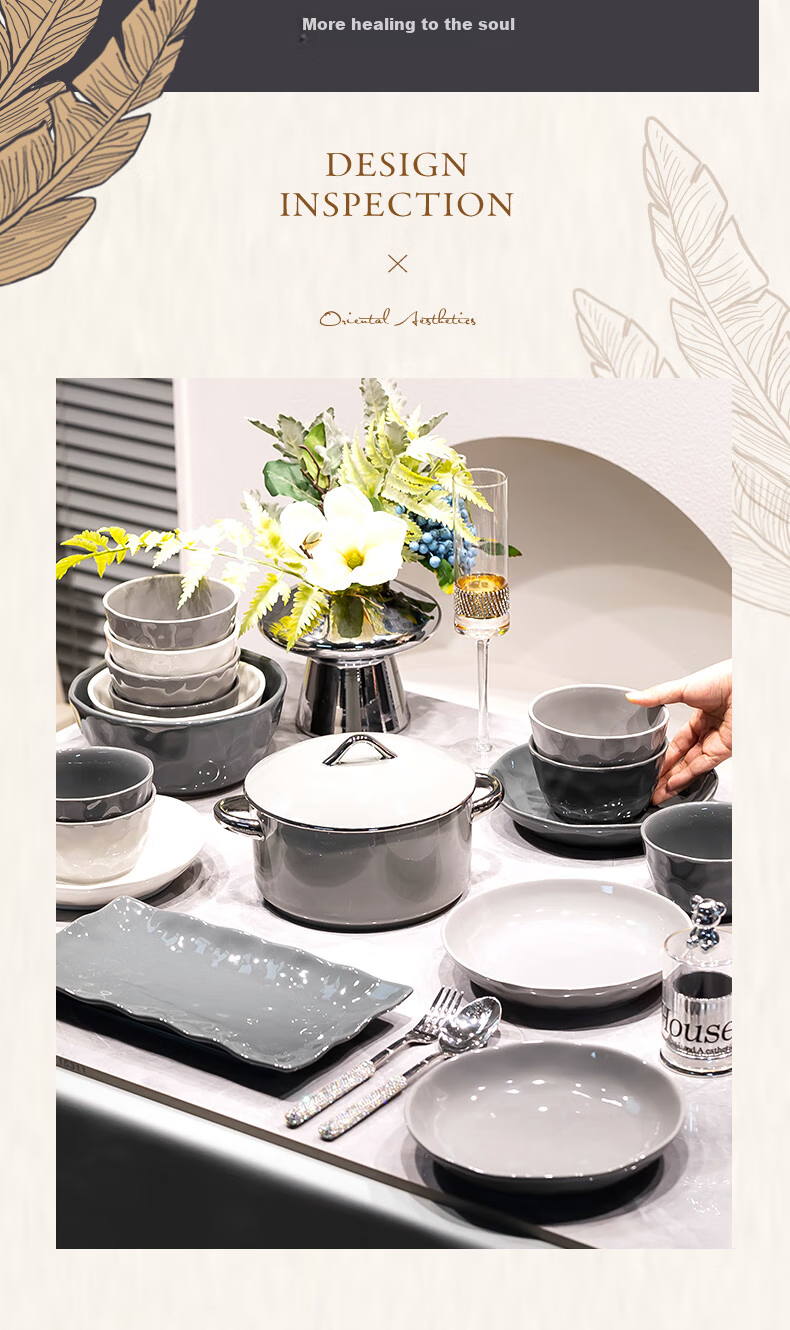 KANGMO New Light Luxury Nordic Style Ceramic Dinnerware Set, Moving Gift Set, Karlos 20-Piece Set 10
