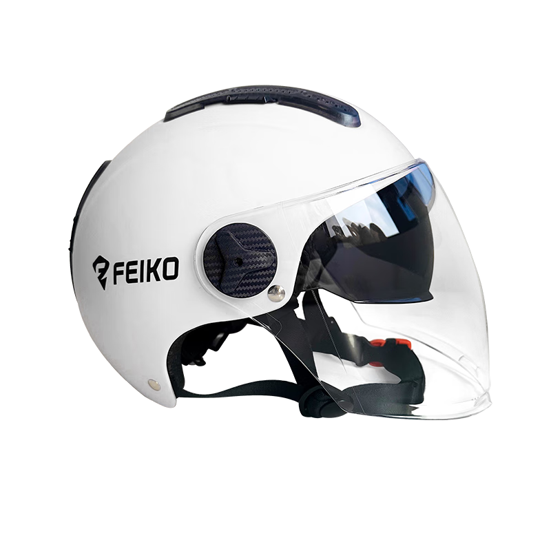FEIKO Antibacterial Odor-Resistant 3C Certified New National Standard Electric Vehicle Four-Season Half Helmet Safety Cap Unisex Electric Scooter Sun Protection Breathable White L