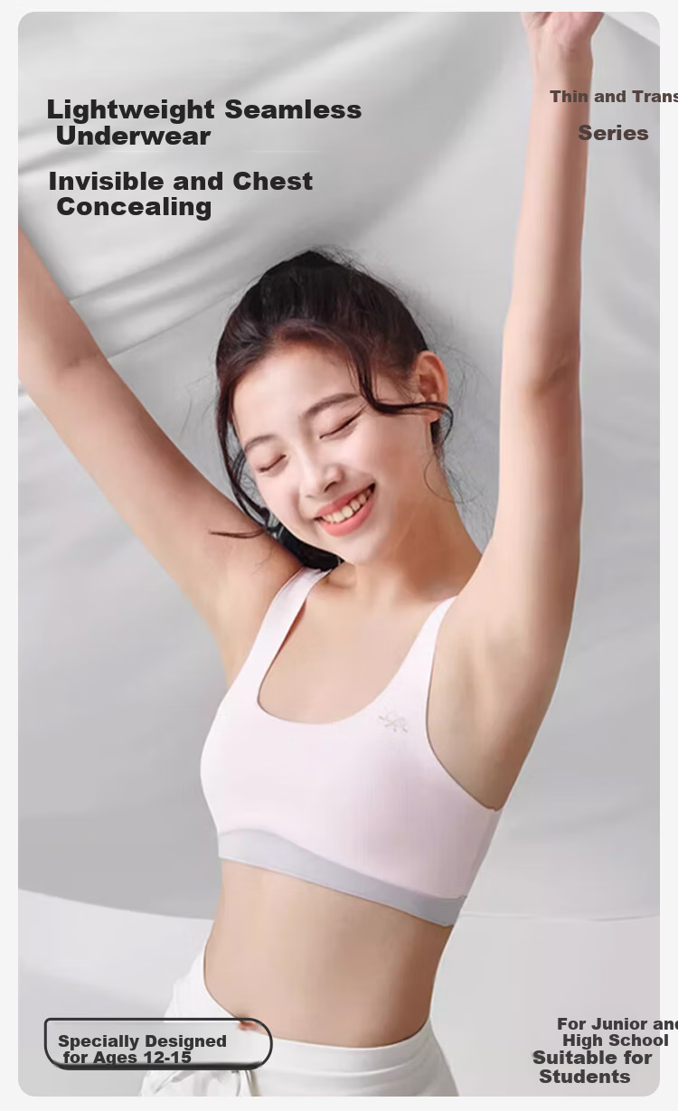 FitonTon 2-Piece Girls' Underwear, Student Sports Bra, Anti-Shock Bra for Middle And High School Students, Thin Vest Bra for Girls in Puberty 1