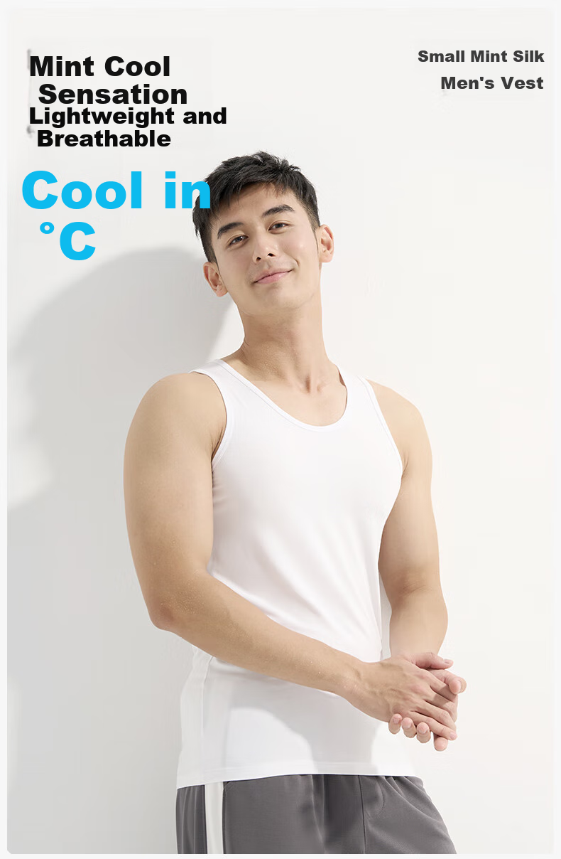 Songshan Cotton Store Comfortable Lenzing Tencel Men's Vest Simple Breathable Cooling Antibacterial White XL 3