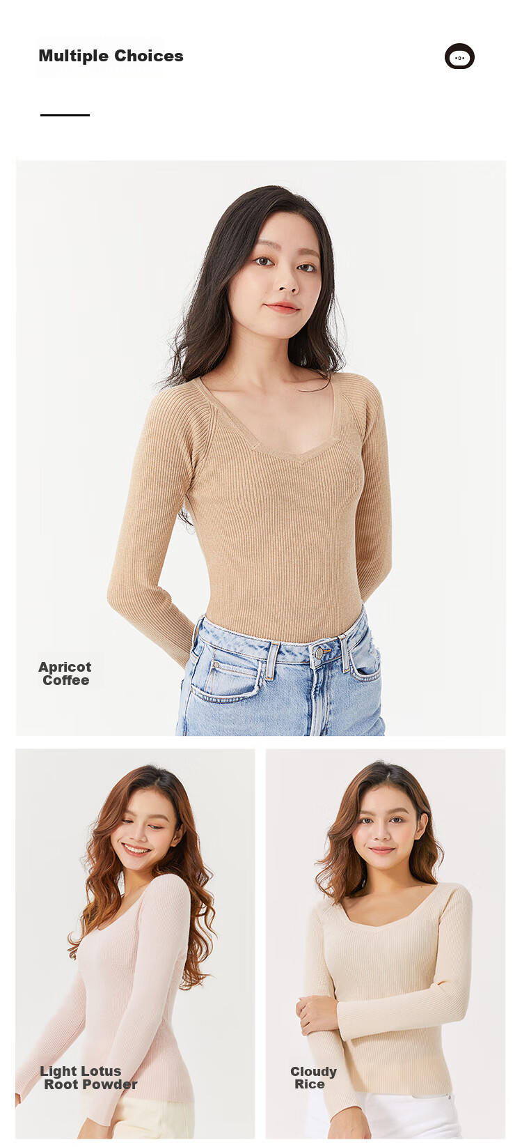 OhSunny Women's Base Layer Sweater for Autumn And Winter, Slimming Fit, Solid Color, Versatile Thin Diamond Collar Knit Top, Suitable for Commuting, Long Sleeves, 2022 Autumn And Winter Style, SLV2T044, Light Floral Gray, M 14