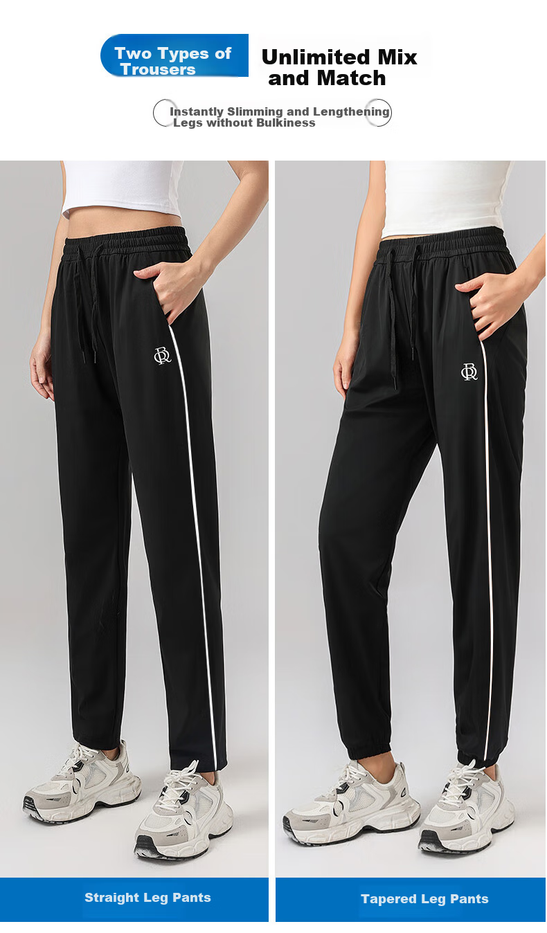LangSha Ice Silk Quick-Dry Pants for Men And Women, Summer Breathable Cool-Feeling Sun Protection Trousers, Sports Running Fitness Reflective Striped Casual Pants 9