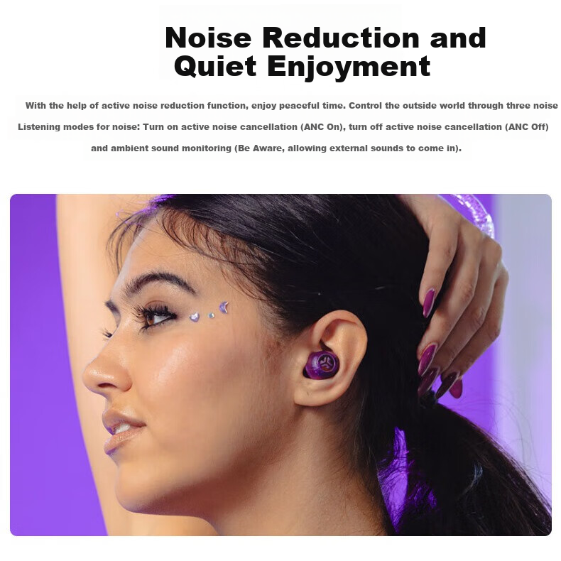 JLab GO Pop ANC True Wireless In-Ear Noise Cancelling Earbuds Mini Bluetooth Headphones Gaming Sports Music Earphones Compatible with Android/iOS Gift Black